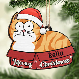 Meowy Catmas - Cat Personalized Custom Ornament - Wood Custom Shaped - Christmas Gift For Pet Owners, Pet Lovers