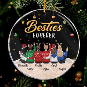 Sisters Forever - Bestie Personalized Custom Ornament - Acrylic Round Shaped - Christmas Gift For Best Friends, BFF, Sisters