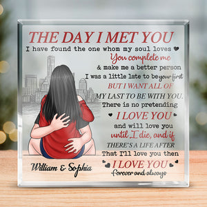 You Make Me A Better Person - Couple Personalized Custom Square Shaped Acrylic Plaque - Gift For Husband Wife, Anniversary