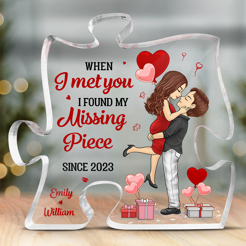 You Are The Missing Piece To My Heart - Couple Personalized Custom Puzzle Shaped Acrylic Plaque - Gift For Husband Wife, Anniversary