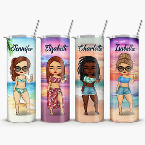 Seas The Day - Bestie Personalized Custom Skinny Tumbler - Gift For Best Friends, BFF, Sisters