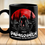 Like A Daddy Just More Squatchy - Family Personalized Custom Black Mug - Gift For Dad, Grandpa