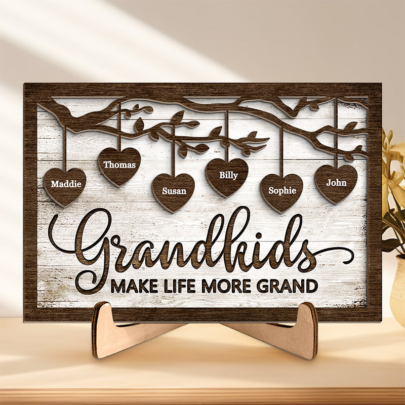 I Love My Grandkids - Family Personalized Custom 2-Layered Wooden Plaq -  Pawfect House