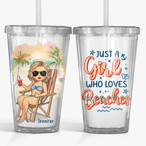 Life Is Much Better At The Beach - Travel Personalized Custom Clear Acrylic Tumbler - Gift For Travel Lovers