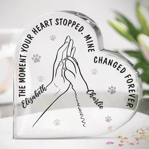 You Left Paw Prints On My Heart - Memorial Personalized Custom Heart Shaped Acrylic Plaque - Sympathy Gift For Pet Owners, Pet Lovers