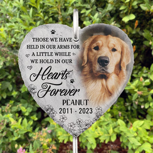 Custom Photo Hold In Heart Forever  - Memorial Personalized Memorial Garden Slate & Hook - Sympathy Gift For Pet Owners, Pet Lovers