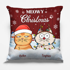 Meowy Christmas - Cat Personalized Custom Pillow - Christmas Gift For Pet Owners, Pet Lovers