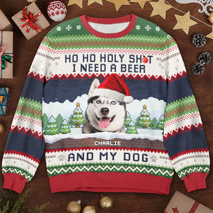 Custom Photo Pawsitively Joyful Howliday - Dog Personalized Custom Ugly Sweatshirt - Unisex Wool Jumper - Christmas Gift For Pet Owners, Pet Lovers, Family Members