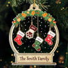 Lovely Stockings Hanging - Family Personalized Custom Ornament - Acrylic Snow Globe Shaped - Christmas Gift For Family Members