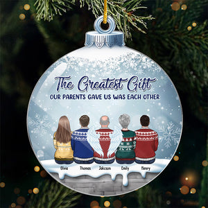 We Are Here Together As A Soul Family - Family Personalized Custom Ornament - Acrylic Snowball Shaped - Christmas Gift For Family Members