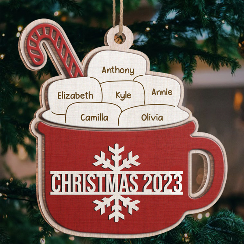 Christmas Marshmallow Mug Personalized Ornament - White