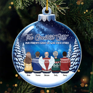 The Love Between Brothers And Sisters Is Forever - Family Personalized Custom Ornament - Acrylic Snowball Shaped - Christmas Gift For Family Members