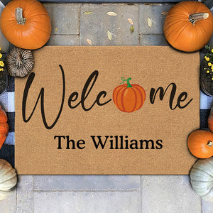 Welcome Home Where Happiness Finds Its Way - Family Personalized Custom Home Decor Decorative Mat - Halloween Gift For Family Members