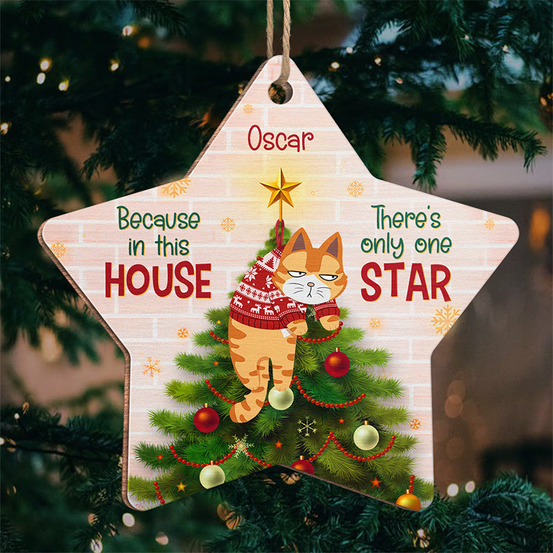 There Is Only One Star - Cat Personalized Custom Ornament - Wood