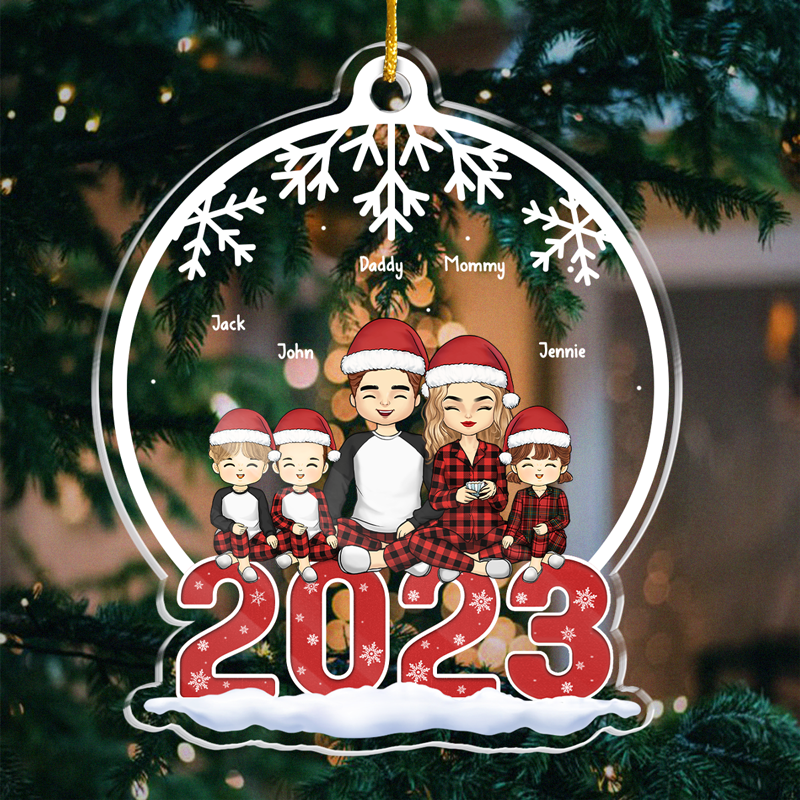 Family Christmas Together - Family Personalized Custom Ornament - Acrylic Snow Globe Shaped - Christmas Gift For Family Members