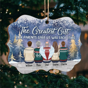 The Greatest Gift - Family Personalized Custom Ornament - Wood Benelux Shaped - Christmas Gift For Family Members