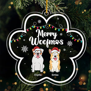 Merry Woofmas - Dog Personalized Custom Ornament - Acrylic Flower Shaped - Christmas Gift For Pet Owners, Pet Lovers