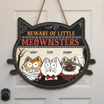 Beware Of Little Meownster - Cat Personalized Custom Shaped Home Decor Wood Sign - Halloween Gift For Pet Owners, Pet Lovers