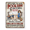 Welcome To The Poolside Bar & Grill - Couple Personalized Custom Home Decor Metal Sign - House Warming Gift For Husband Wife, Anniversary