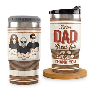 Dear Dad, Great Job - Family Personalized Custom Can Cooler - Father's Day, Birthday Gift For Dad