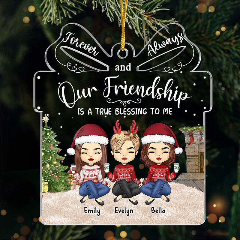 A True Blessing To Me - Bestie Personalized Custom Ornament - Acrylic Gift Box Shaped - Christmas Gift For Best Friends, BFF, Sisters