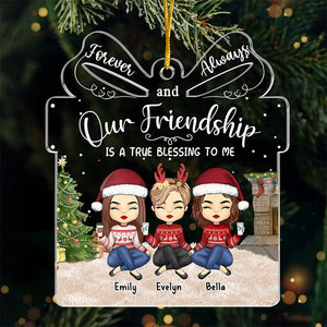 A True Blessing To Me - Bestie Personalized Custom Ornament - Acrylic Gift Box Shaped - Christmas Gift For Best Friends, BFF, Sisters