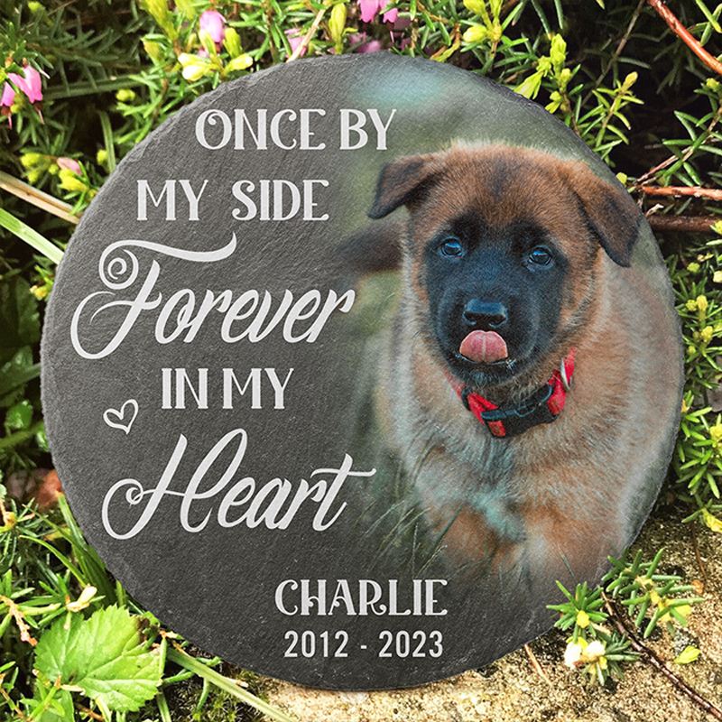Custom Photo Once By My Side Forever In My Heart - Memorial Personalized Custom Memorial Stone - Sympathy Gift For Pet Owners, Pet Lovers
