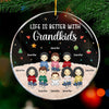 Life Is Better With Grandkids - Family Personalized Custom Ornament - Acrylic Round Shaped - Christmas Gift For Family Members