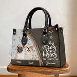 Custom Photo Dog Kisses Fix Everything Gifts for Dog Moms - Personalized Leather Handbag