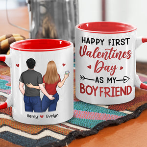 Happy Our First Valentines Day - Couple Personalized Custom Accent Mug - Valentine Gift For Husband Wife, Anniversary, First Valentines Together