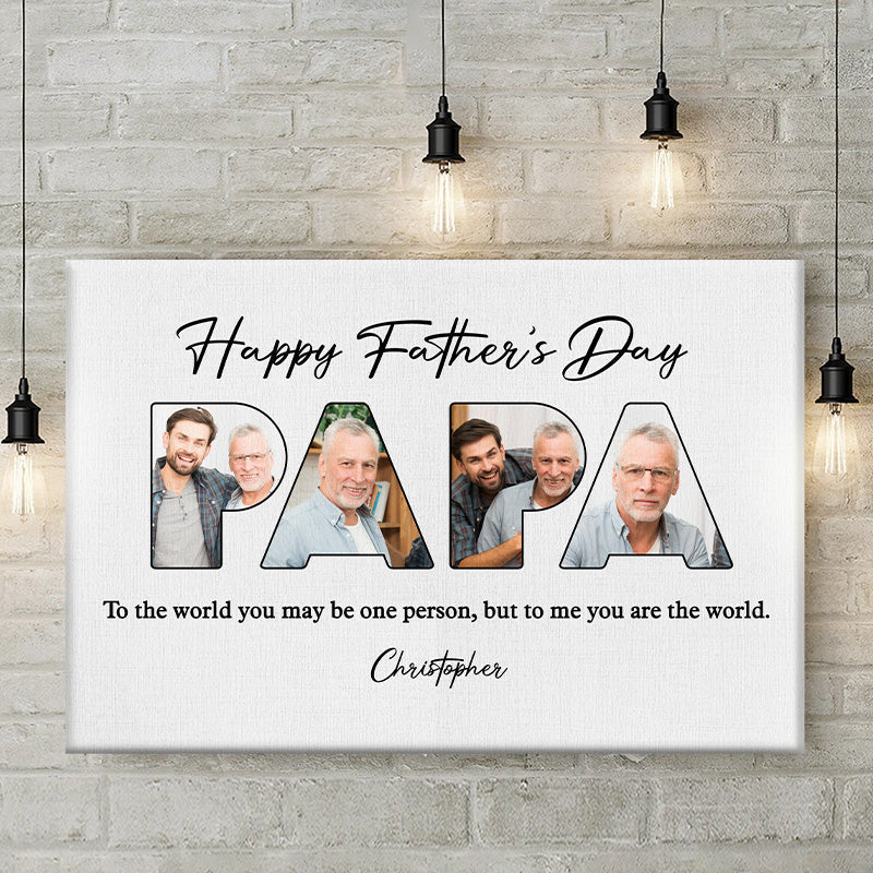 Custom Photo Happy Father's Day, Papa - Family Personalized Custom Horizontal Canvas - Father's Day, Birthday Gift For Dad, Grandpa