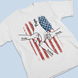 Hand In Hand, I Will Protect You - Family Personalized Custom Unisex Patriotic T-shirt, Hoodie, Sweatshirt - Father's Day, Independence Day, 4th Of July, Birthday Gift For Dad