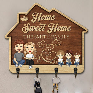 Welcome To Our Home Sweet Home - Family Personalized Custom House Shaped Key Hanger, Key Holder - Gift For Family Members