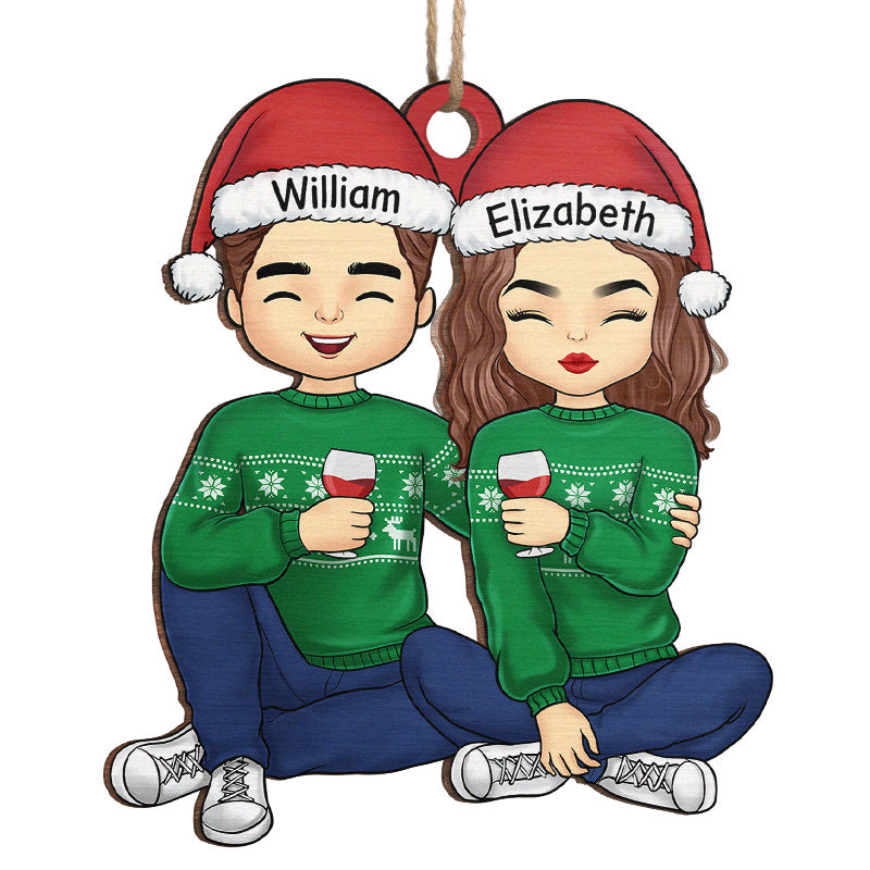 Cheers To A Merry Christmas - Couple Personalized Custom Ornament - Wood, Acrylic Custom Shaped - Christmas Gift For Husband Wife, Anniversary