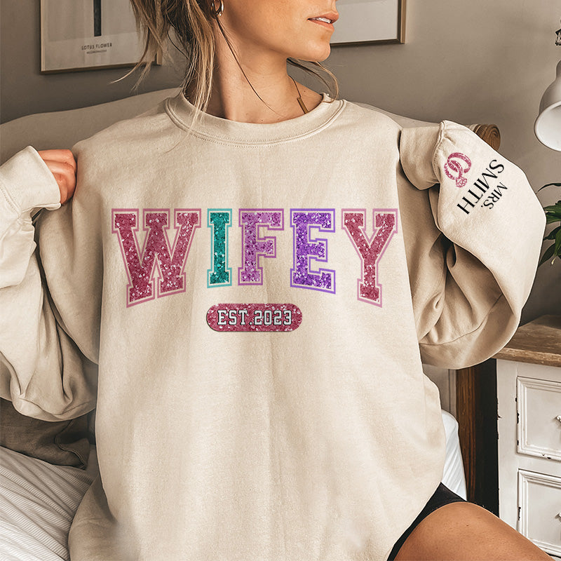 I Need You Like A Heart Needs A Beat - Couple Personalized Custom Unisex Sweatshirt With Design On Sleeve - Gift For Husband Wife, Anniversary