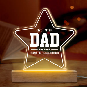 Five-Star Papa, Thanks For Excellent DNA - Family Personalized Custom 3D LED Light - Father's Day, Birthday Gift For Dad
