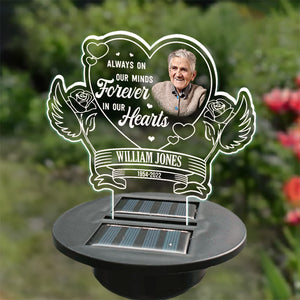 Custom Photo Forever In Our Hearts - Memorial Personalized Custom Garden Solar Light - Sympathy Gift For Family Members