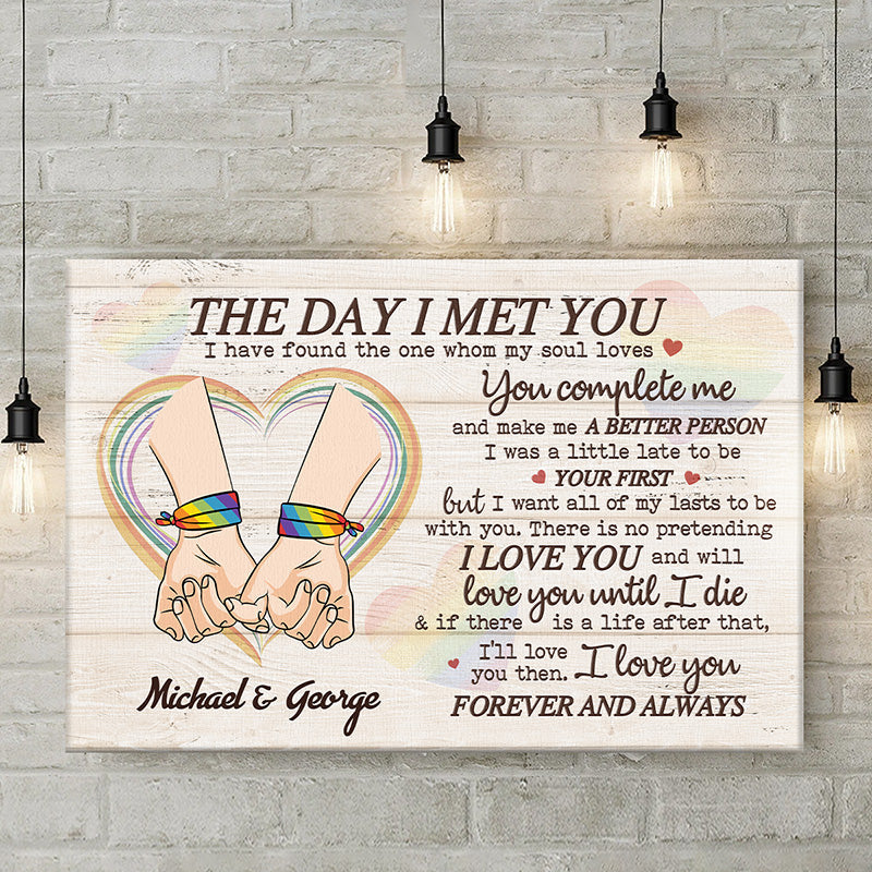You Complete Me And Make Me A Better Person - Couple Personalized Custom Horizontal Canvas - Gift For Husband Wife, Anniversary, LGBTQ+