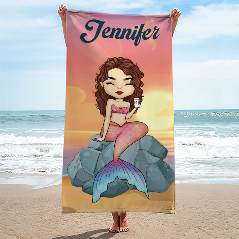 Happy Times And Good Sunshine - Bestie Personalized Beach Towel - Summer Vacation Gift, Birthday Pool Party Gift For Best Friends, BFF, Sisters