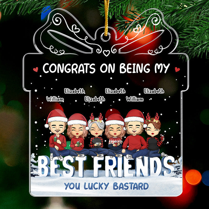 You Mean A Lot To Me - Bestie Personalized Custom Ornament - Acrylic Gift Box Shaped - Christmas Gift For Best Friends, BFF, Sisters, Coworkers