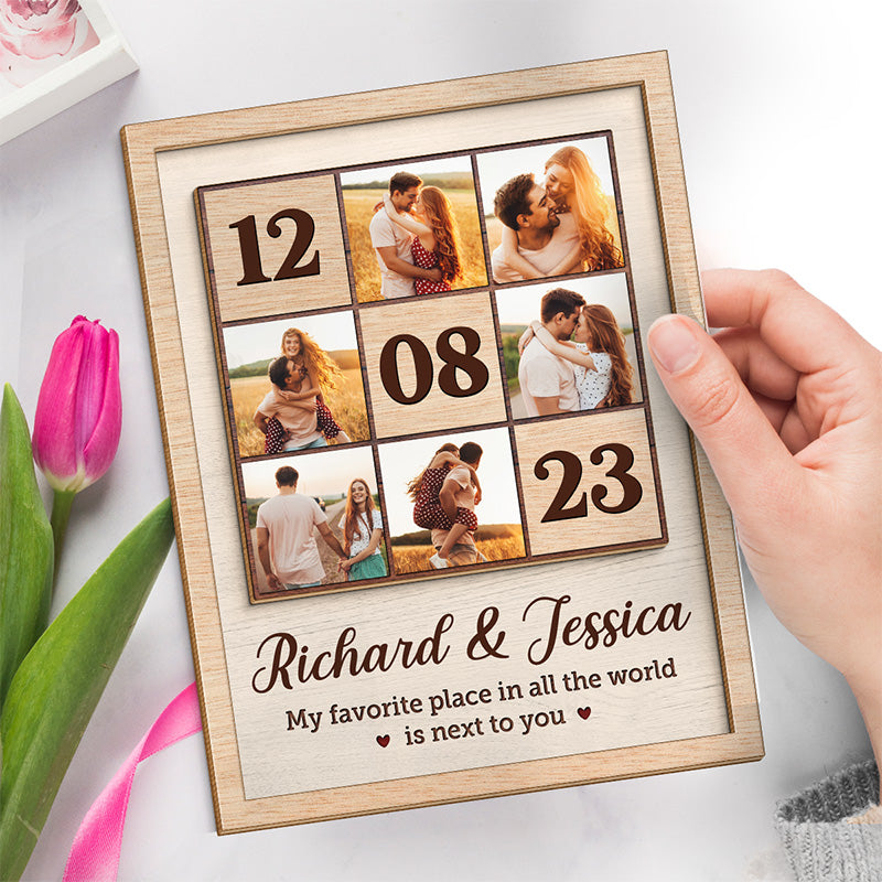 Wooden Photo Plaque for Couples