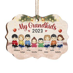 My Grandchildren Light Up My Life - Family Personalized Custom Ornament - Wood Benelux Shaped - Christmas Gift For Family Members