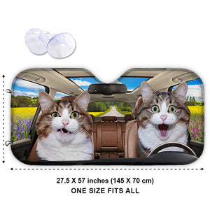 Custom Photo Have Fun Together - Cat Personalized Custom Auto Windshield Sunshade, Car Window Protector - Gift For Pet Owners, Pet Lovers