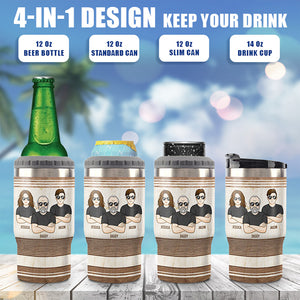 Dear Dad, Great Job - Family Personalized Custom Can Cooler - Father's Day, Birthday Gift For Dad