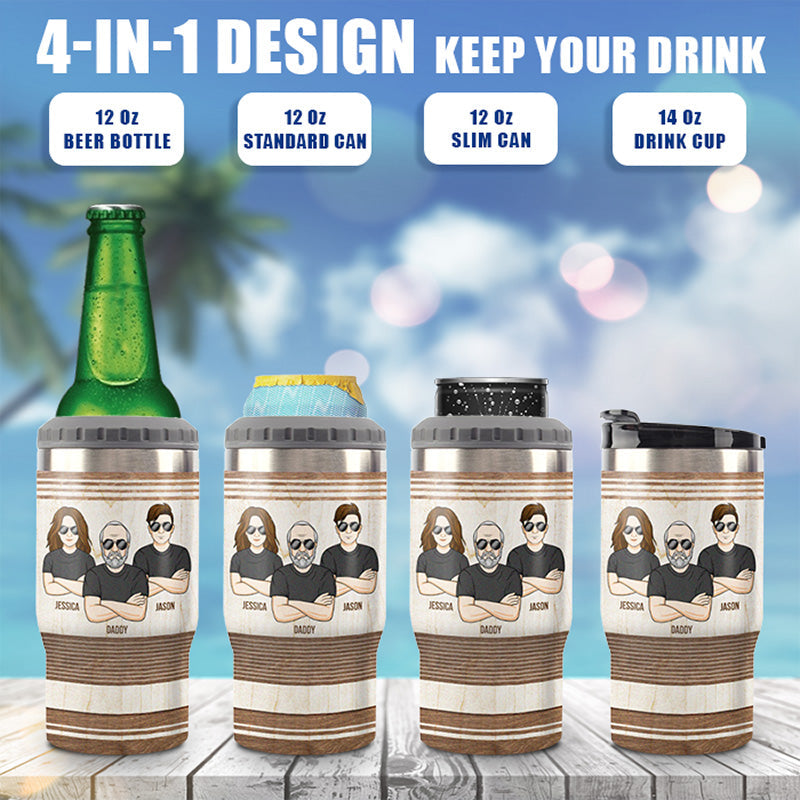 Dear Dad, Great Job - Family Personalized Custom Can Cooler - Father's Day, Birthday Gift For Dad