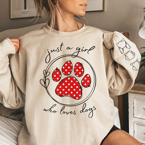 Just A Beautiful Girl Who Loves Pets - Dog & Cat Personalized Custom Unisex Sweatshirt With Design On Sleeve - Gift For Pet Owners, Pet Lovers