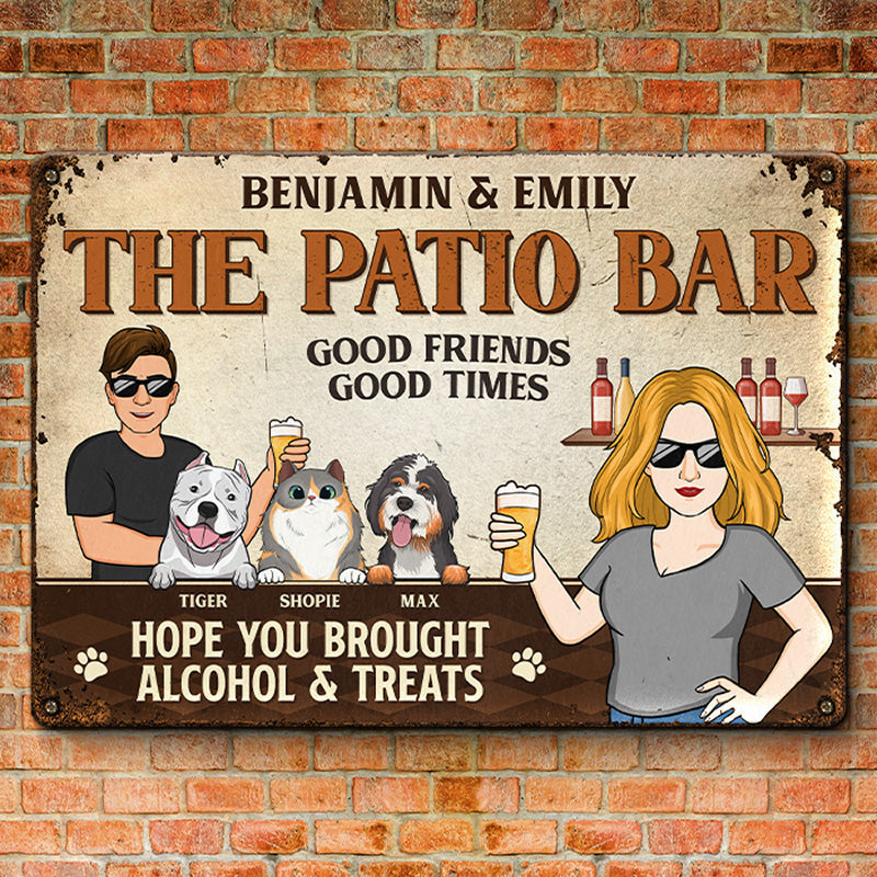 Good Friends Good Times - Dog & Cat Personalized Custom Home Decor Metal Sign - House Warming Gift For Pet Owners, Pet Lovers
