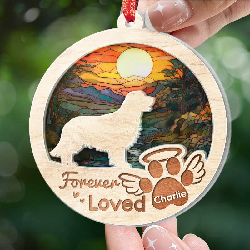 You Left Paw Prints On My Heart - Memorial Personalized Custom Suncatcher Ornament - Acrylic Round Shaped - Sympathy Gift For Pet Owners, Pet Lovers