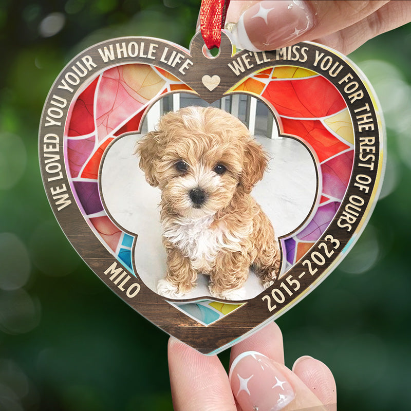 Custom Photo We'll Miss You For The Rest Of Ours - Memorial Personalized Custom Suncatcher Ornament - Acrylic Heart Shaped - Christmas Gift, Sympathy Gift For Pet Owners, Pet Lovers