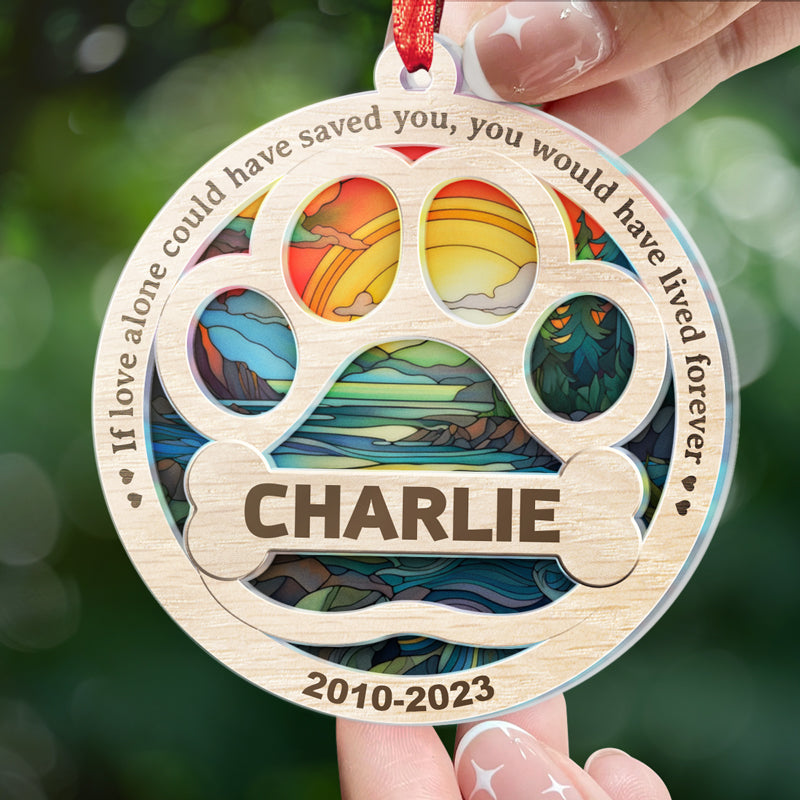 No Longer By My Side, Forever In My Heart - Memorial Personalized Custom Suncatcher Ornament - Acrylic Round Shaped - Sympathy Gift For Pet Owners, Pet Lovers